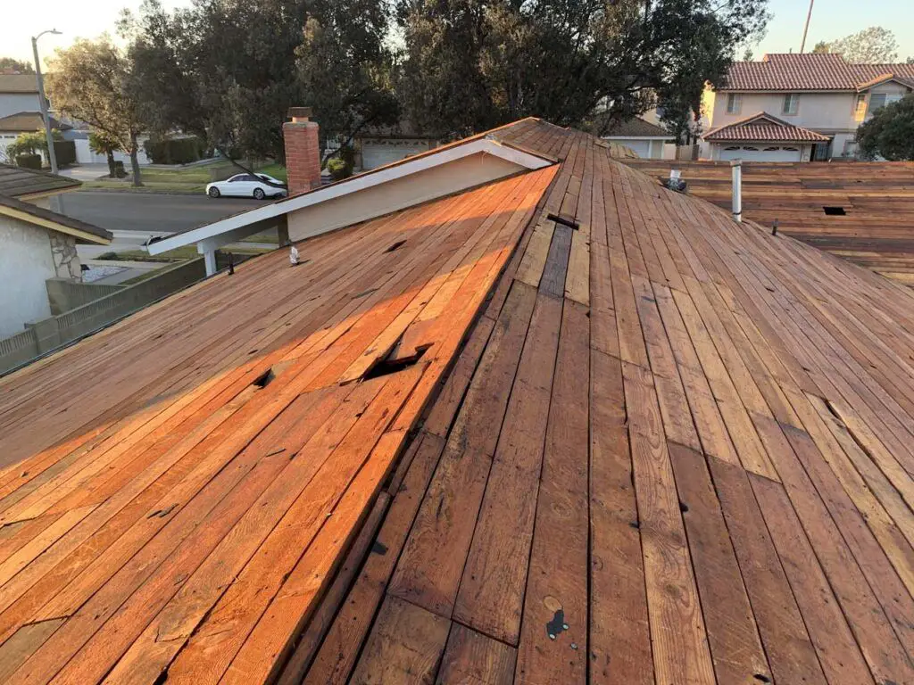 After the shingles were removed, then CRS had to assess the extent of any wood damage before replacing them in time for the initial inspection