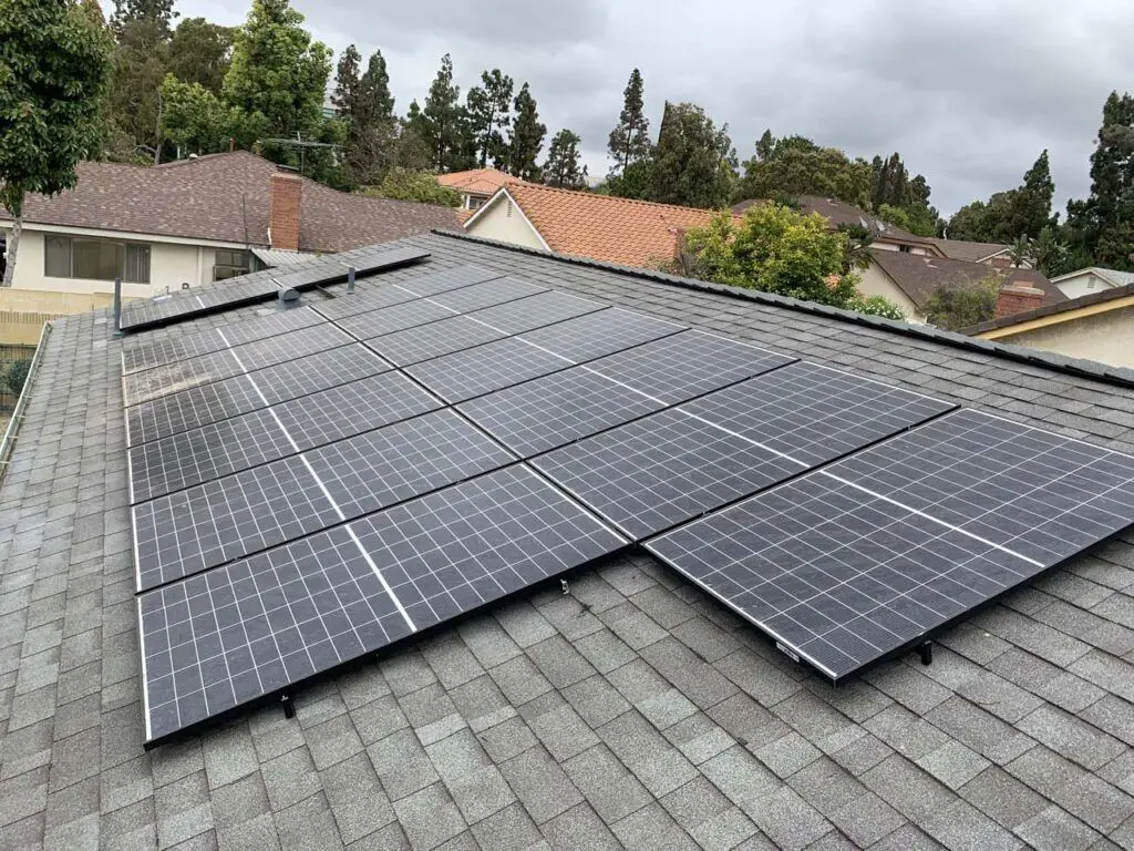 Looking across our west-facing solar panels with some dirt on it that marginally impacted production