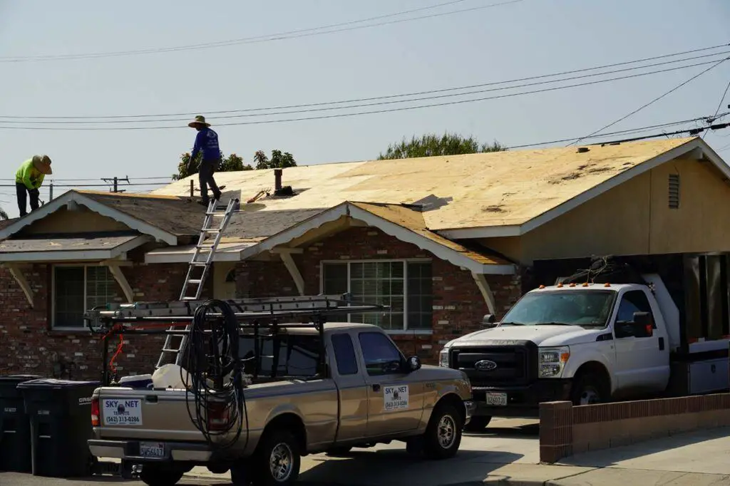 Sky Net Termite’s repair went longer than the commitment date, which created interesting situations concerning other contractors that were scheduled to do work like this re-roofing job that just got started