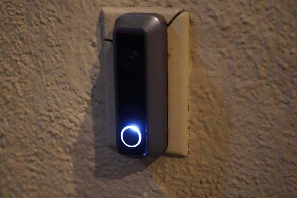 The Vivint Doorbell Camera standing in where the traditional doorbell used to be