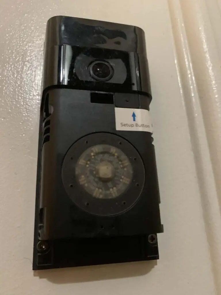 Underneath the cover of our Ring Video Doorbell unit