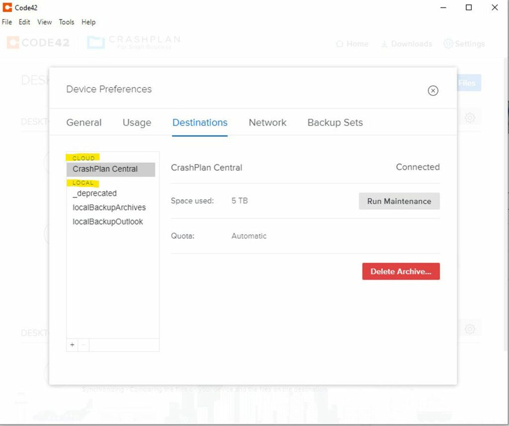 CrashPlan for Small Business letting me backup to both the cloud and a local hard drive