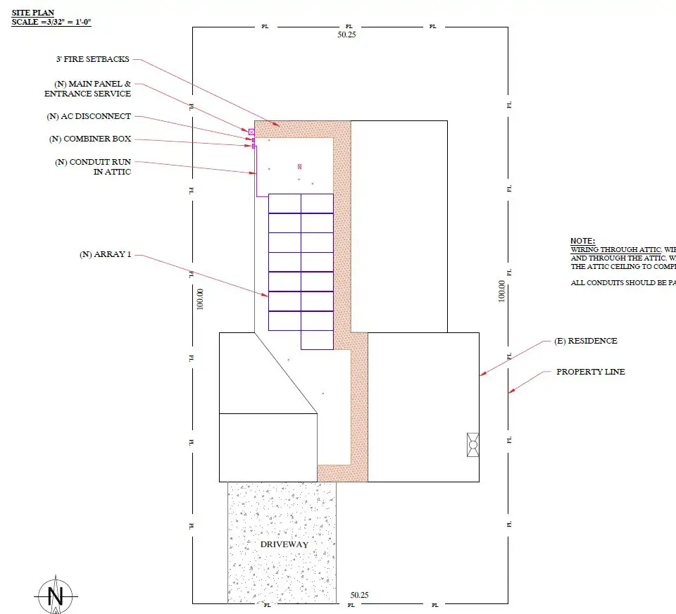 A drawing about the solar panel placement that would be submitted to the city for approval, but it was since revised because we didn’t feel that the positioning was optimal