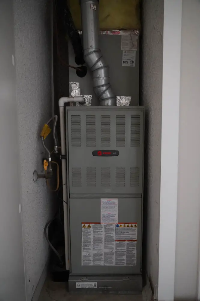 The HVAC (central air) unit in a utility closet within our rental