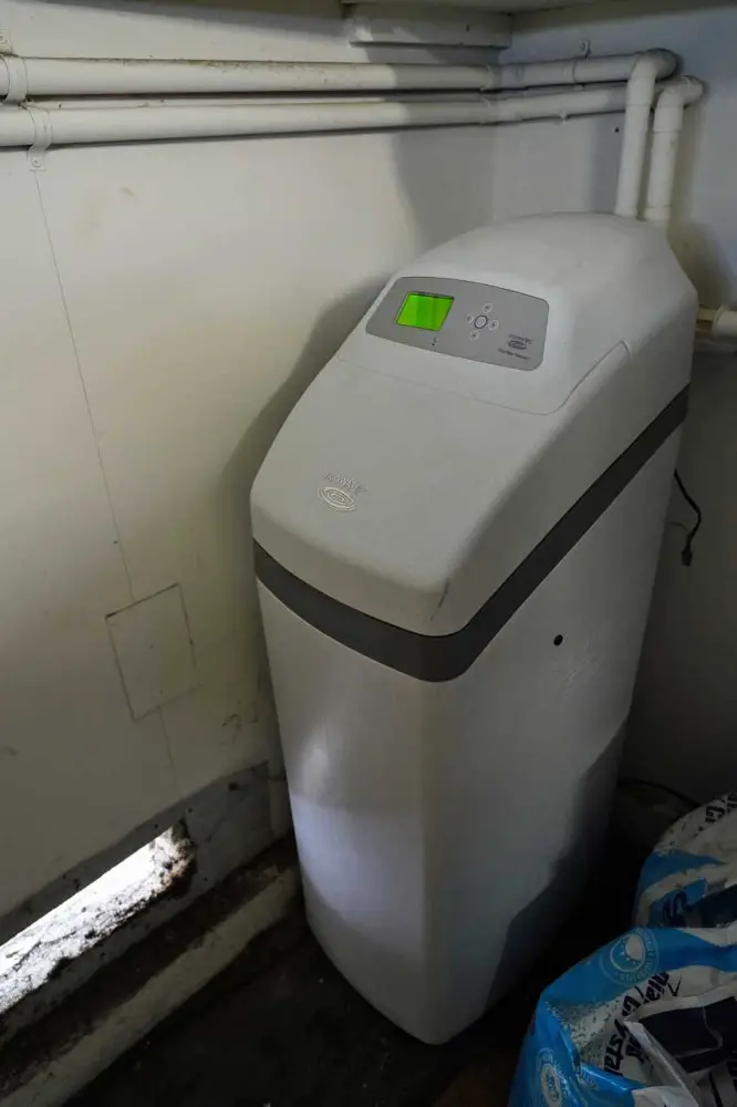 Our water softener removes calcium and magnesium as well as reduces chlorine concentration in our water